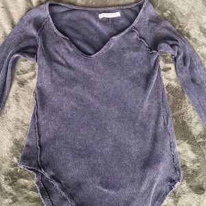 WE THE FREE Classic Free People long sleeve top, Ribbed, Gray M